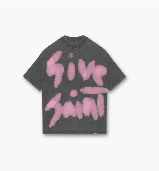 5iveSaint "Painted" Washed Black Tee