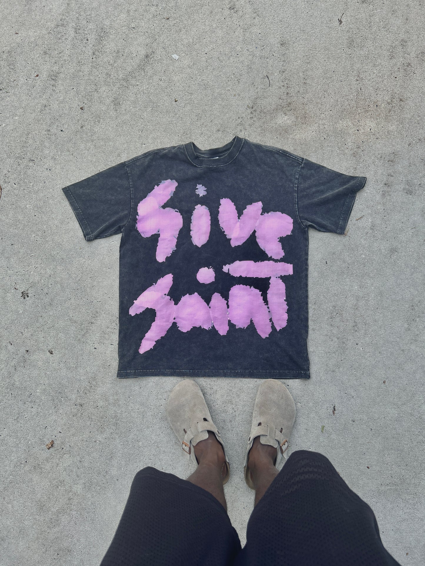 5iveSaint "Painted" Washed Black Tee